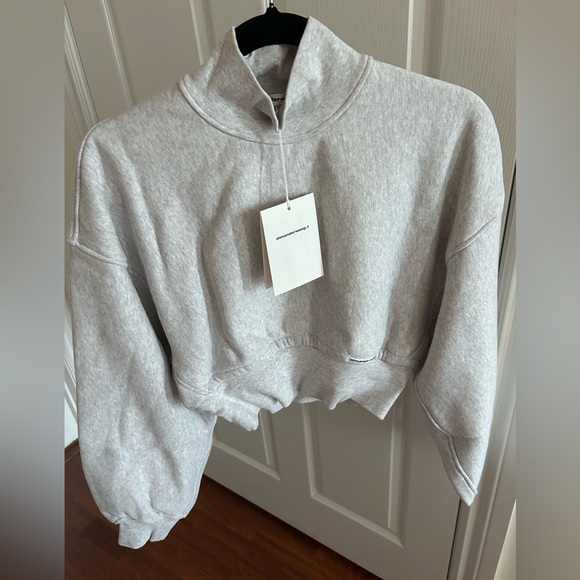 NWT Alexander Wang Cropped Pullover Turtleneck W/ Branded Seam Label, Grey, XS - Picture 14 of 17